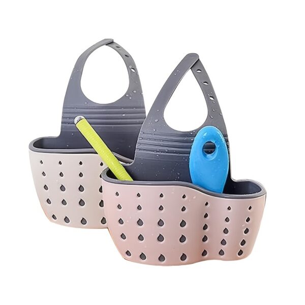 Adjustable Snap-On Sink Organizer - White Plastic Hanging Drain Basket for Sponges & Gadgets, Perfect for Kitchen & Bathroom, No Power Needed, Sponge Holder for Kitchen Sin - Image 14