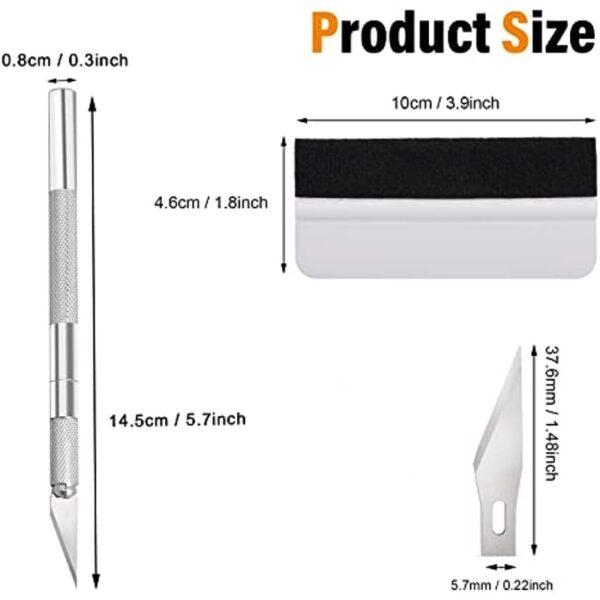 Vinyl Wrap Kit, Window Tint Application Tools, Wallpaper Smoothing Tool Kit for Adhesive Paper Application Window Film with Felt Squeegee, 30 Degree Precision Knife with Extra 5pcs Blades - Image 3