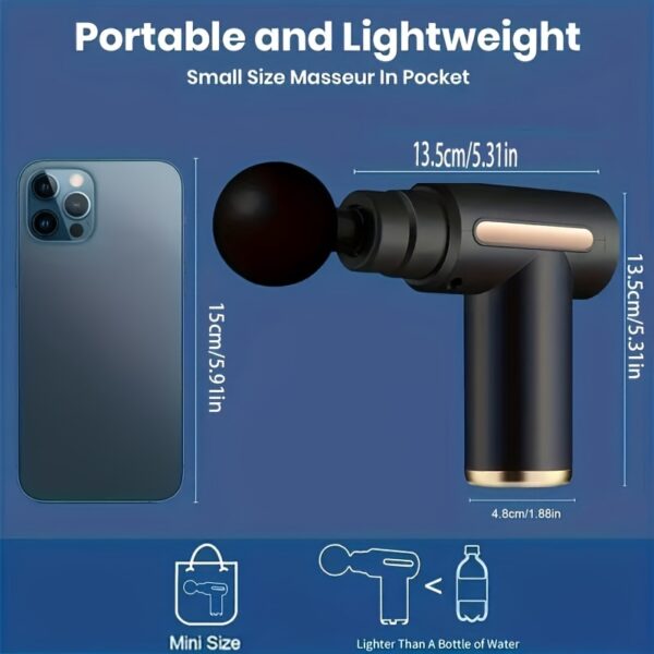 Rechargeable Portable Mini Massage Gun: 6-speed adjustment, suitable for body and neck relaxation, compact and elegant design - Image 4