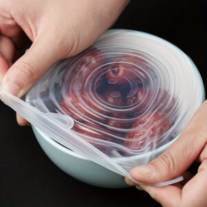 6pcs Reusable Silicone Elastic Lids, Durable Food Storage Bowl Covers, Dishwasher & Refrigerator Safe, Kitchen Supplies