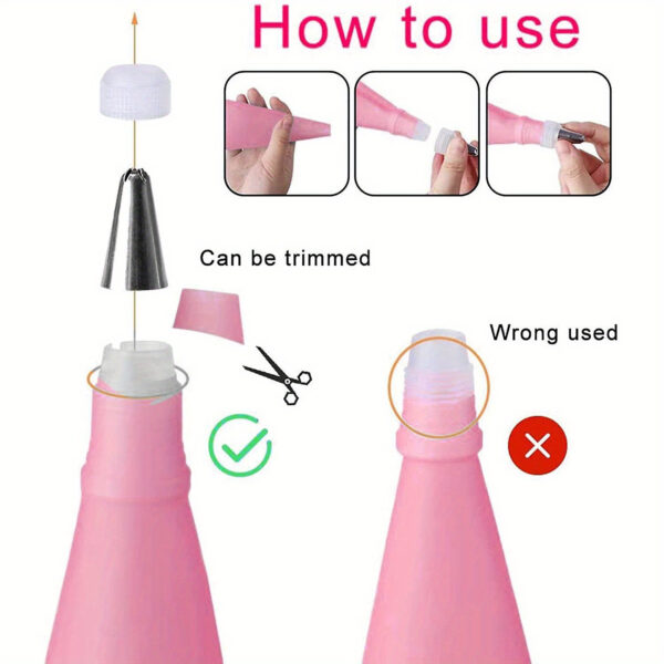 [21pcs Pink Cake Decorating Baking Set] 21pcs Pink Stainless Steel Baking Set with 14 Nozzles, 2 Converters, 2 Piping Bags, 3 Spatulas - Cake Decorating Kit for Pastry, Cupcakes, Baking Tools, Kitchen Gadgets - Image 5