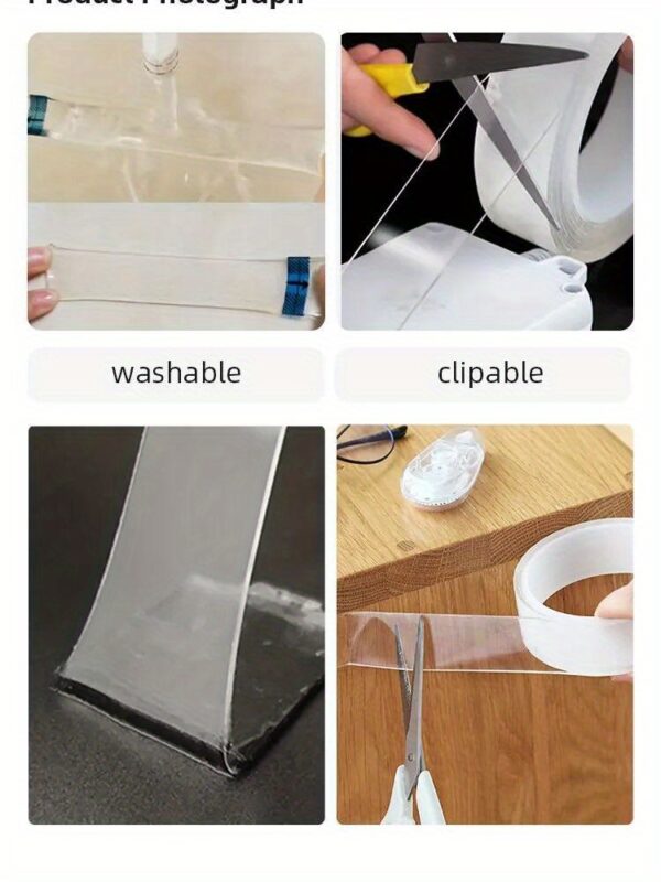 1/2/3/5 Meter Long Transparent Waterproof Tape - Strong Adhesive Reusable Washable Acrylic No-Residue Strips for Kitchen, Bathroom, Home Decor, DIY Crafts & Organization, Craft Supplies | Versatile Adhesive | Residuefree Removal - Image 16