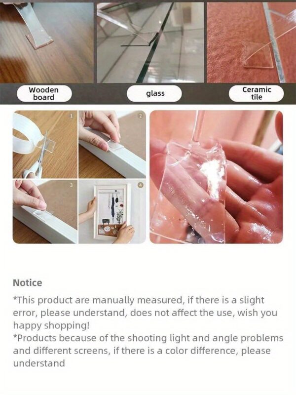 1/2/3/5 Meter Long Transparent Waterproof Tape - Strong Adhesive Reusable Washable Acrylic No-Residue Strips for Kitchen, Bathroom, Home Decor, DIY Crafts & Organization, Craft Supplies | Versatile Adhesive | Residuefree Removal - Image 18