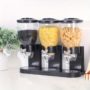 1pc 3bucket Cereal Machine, Home Breakfast Cereal, Cereal Dispenser Storage Rice Bucket, Oatmeal Storage Tank Snack Storage Tank, Home Kitchen Supplies