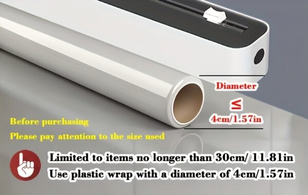 Dual-Action Fresh Wrap Dispenser & Cutter – Multi-Purpose Kitchen Sealer for Plastic, Tin Foil, Baking Paper & Wax Sheets – Reusable Packaging Machine with Orange Accents – Sleek White & Black Design, Kitchen Packaging Tool | Sleek Appliance Design | Dura - Image 13