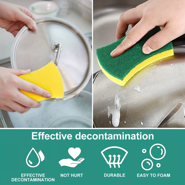 8/16/32pcs, Multifunctional Cleaning Sponge, Double-Sided Scouring Pad For Household Cleaning, Dishwashing Sponge, Premium Kitchen Sponge, Durable Non-scratch Sponge Wipe, Super Absorbent, Cleaning Supplies, Cleaning Tool - Image 7