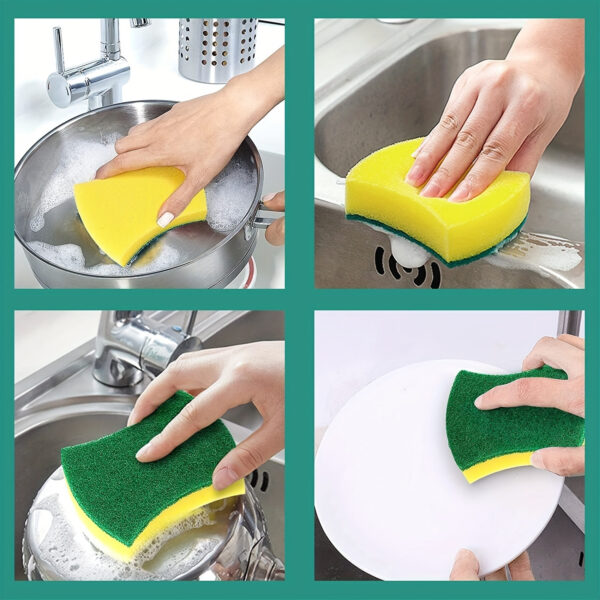 8/16/32pcs, Multifunctional Cleaning Sponge, Double-Sided Scouring Pad For Household Cleaning, Dishwashing Sponge, Premium Kitchen Sponge, Durable Non-scratch Sponge Wipe, Super Absorbent, Cleaning Supplies, Cleaning Tool - Image 9