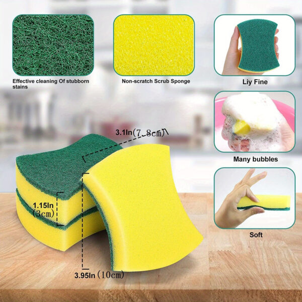 8/16/32pcs, Multifunctional Cleaning Sponge, Double-Sided Scouring Pad For Household Cleaning, Dishwashing Sponge, Premium Kitchen Sponge, Durable Non-scratch Sponge Wipe, Super Absorbent, Cleaning Supplies, Cleaning Tool - Image 11