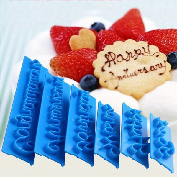 6PCS Deluxe Cake Decorating Kit - Handwritten Phrase Letter Style Fondant Molds, Chocolate Molds, DIY Supplies, Kitchen Gadgets, Baking Tools - Food Safe, Durable, Easy-to-Use, Versatile, and Perfect for Cake Decorating Beginners and Professionals Alike - Image 4