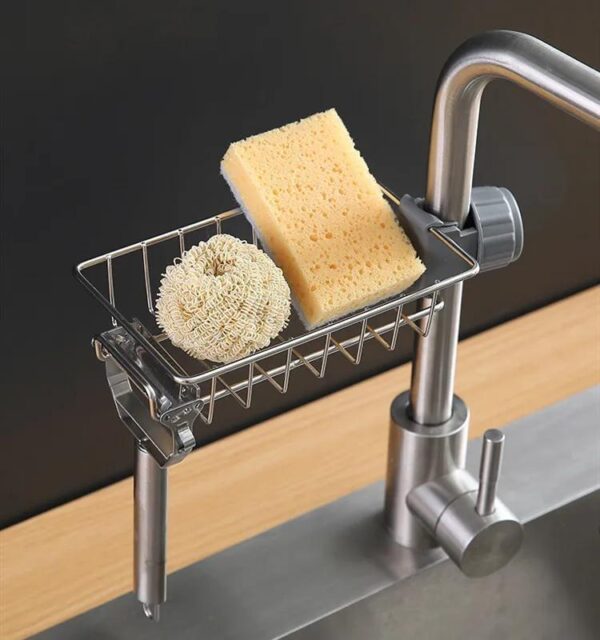 Stainless Steel Kitchen Sink Organizer Rack - Space-Saving Faucet Holder for Sponges, Soap, Towels, and Utensils with Easy Installation and Durable Construction - Image 9