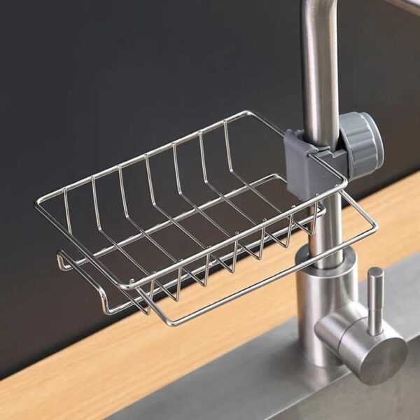 Stainless Steel Kitchen Sink Organizer Rack - Space-Saving Faucet Holder for Sponges, Soap, Towels, and Utensils with Easy Installation and Durable Construction - Image 11
