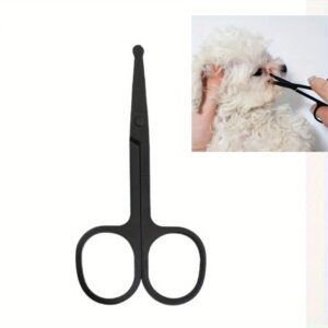PetPro Grooming Scissors - Sharp Stainless Steel, Easy-Clean, Ambidextrous, Professional-Grade Eye Trimming Shears for Tear Stain Removal, Fur Trimming, and Coat Grooming - 1 Pack