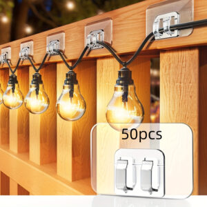 outdoor string light hooks: 20/ 50/100pcs, no damage, no tools, no holes, waterproof & uv-resistant, suitable for indoor & patio decoration, best for christmas,   thanksgiving - home & kitchen - Temu United Kingdom - Quantity : 50pcs