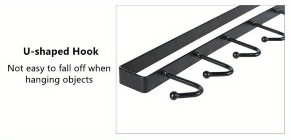 6-Hook Iron Mug Rack Under Cabinet - Space-Saving Coffee Cup Holder with Multifunctional Kitchen Utensil Storage Organizer Hanger, Sturdy Sundries Shelf Hooks for Maximizing Cabinet Storage and Reducing Clutter - Image 16