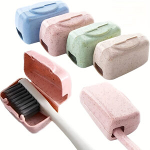 4-Pack Portable Toothbrush Head Covers, Plastic Travel Toothbrush Protector Caps, Outdoor Camping Bathroom Organizer Cases