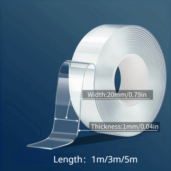 [Double-Sided Tape for Multi-Purpose Use] Reusable & Washable Nano Double-Sided Tape - Transparent, Multi-Purpose Adhesive for Home, Kitchen, Bathroom, Office & Car Use - Image 4