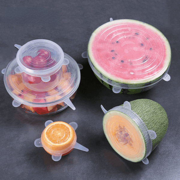 6pcs Multi-Size Silicone Stretch Lids - Reusable, Versatile Food Covers for Containers, Dishwasher & Freezer Safe - Ideal for Fruits, Vegetables, Salads | Vibrant Blue & Clear Lids - Image 9