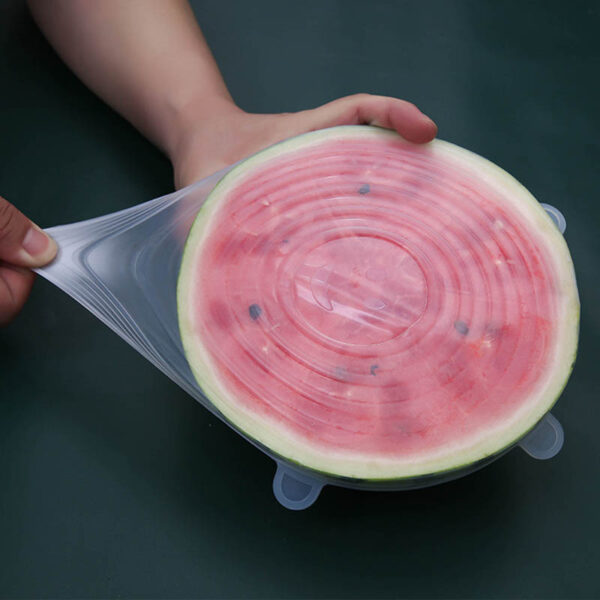 6pcs Multi-Size Silicone Stretch Lids - Reusable, Versatile Food Covers for Containers, Dishwasher & Freezer Safe - Ideal for Fruits, Vegetables, Salads | Vibrant Blue & Clear Lids - Image 10