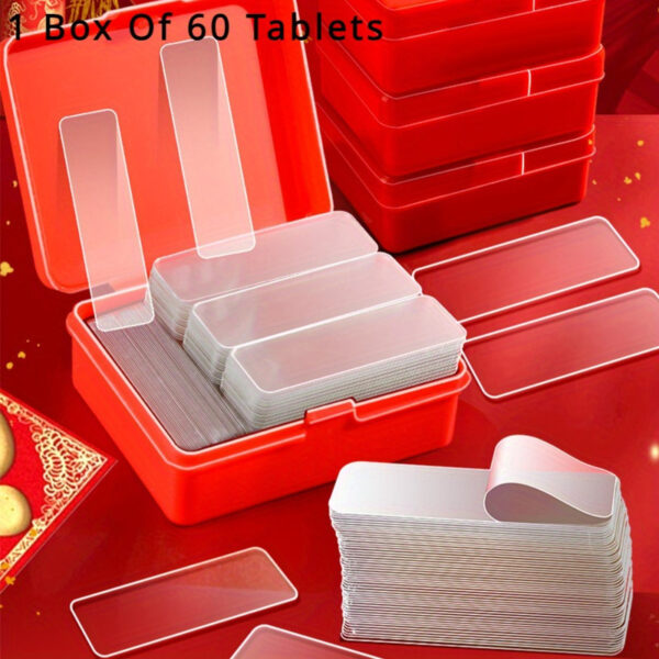 60-Piece Multipurpose Double-Sided Adhesive Tape Set - Clear, Removable, Waterproof Mounting Strips for Hanging Decor, Couplets, Photos & Clocks - Image 3