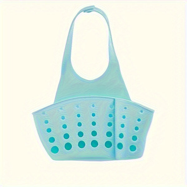 1pc-Solid Color Simple Silicone Sink Openwork Cutlery Rag Brush PVC Drain Storage Basket, Button Removable - Image 5