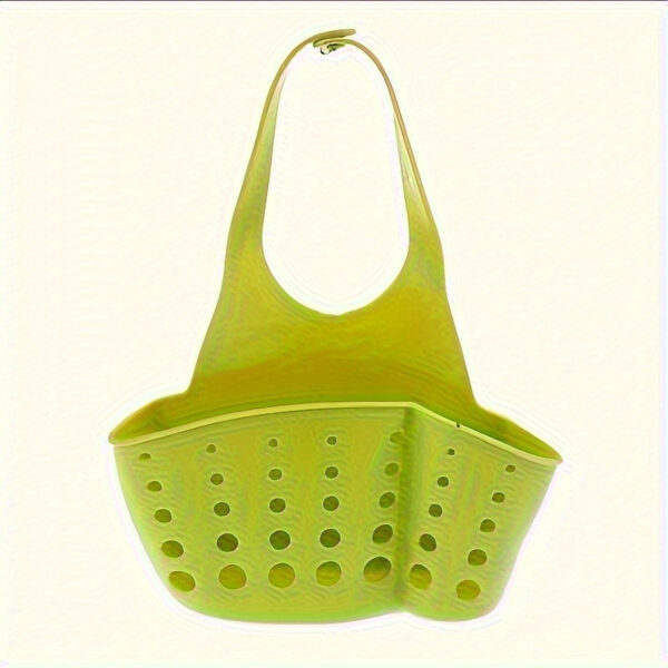 1pc-Solid Color Simple Silicone Sink Openwork Cutlery Rag Brush PVC Drain Storage Basket, Button Removable - Image 12