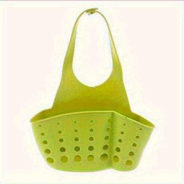 1pc-Solid Color Simple Silicone Sink Openwork Cutlery Rag Brush PVC Drain Storage Basket, Button Removable - Image 3