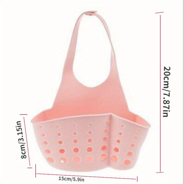 1pc-Solid Color Simple Silicone Sink Openwork Cutlery Rag Brush PVC Drain Storage Basket, Button Removable - Image 8