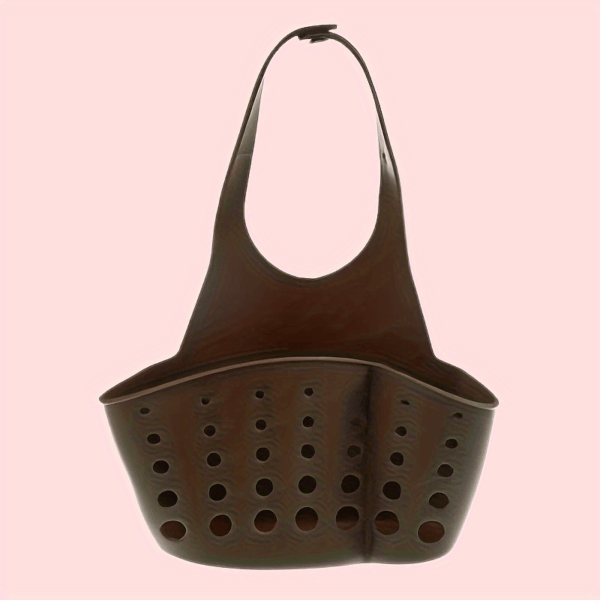 1pc-Solid Color Simple Silicone Sink Openwork Cutlery Rag Brush PVC Drain Storage Basket, Button Removable - Image 6