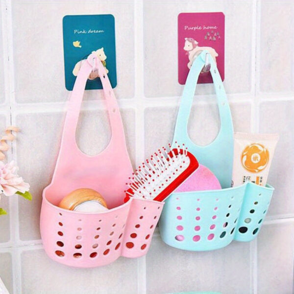 1pc-Solid Color Simple Silicone Sink Openwork Cutlery Rag Brush PVC Drain Storage Basket, Button Removable - Image 13