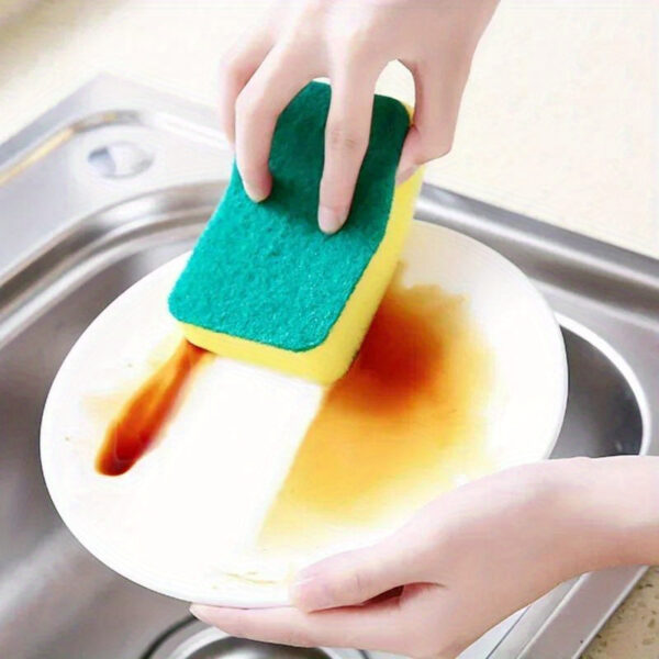 24-Pack Heavy-Duty Commercial Kitchen Sponges - High-Absorbency Dual-Layer Sand Fiber Scrub Pads with Reinforced Grip for Oil & Rust Removal - Multi-Use on Tableware, Cookware, Dishes, Cookware Cleaner | Reinforced Grip Design | Durable Scrub Pads - Image 10