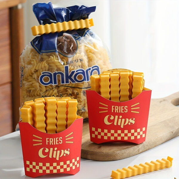 12pcs Potato Chip-Shaped Seal Clips and Snack Storage Box Set - Perfect for French Fries, Kitchen Freshness Preservation, and Refrigerator Organization - Image 7