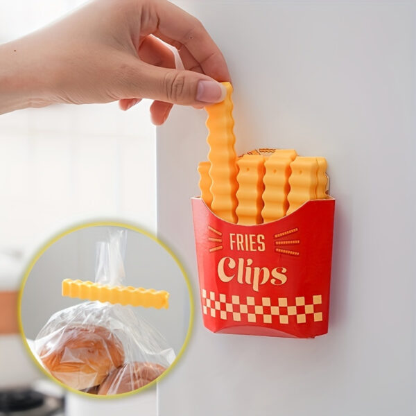 12pcs Potato Chip-Shaped Seal Clips and Snack Storage Box Set - Perfect for French Fries, Kitchen Freshness Preservation, and Refrigerator Organization - Image 3