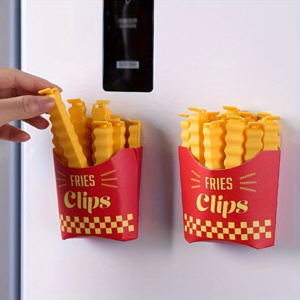 12pcs Potato Chip-Shaped Seal Clips and Snack Storage Box Set - Perfect for French Fries, Kitchen Freshness Preservation, and Refrigerator Organization