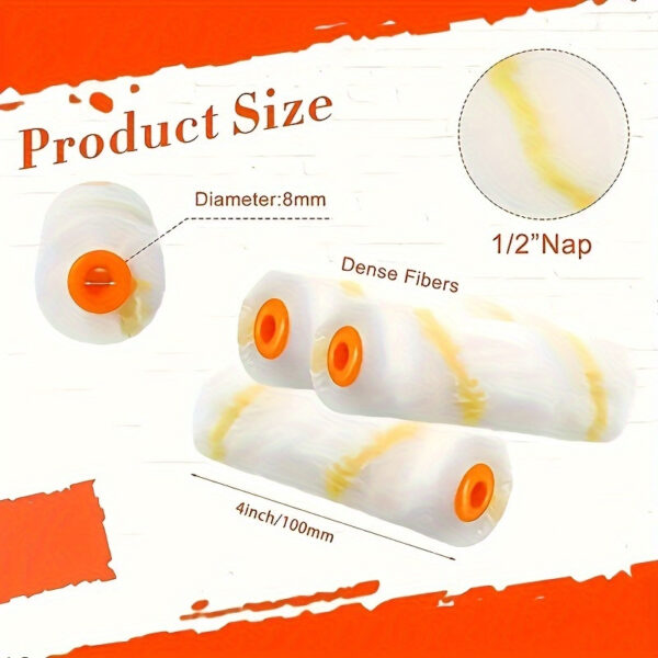 1pc Paint Roller Set, includes 1 handle, 10 paint rollers Extendable Handle, 4-Inch Sleeves, Versatile Application Roller Holder Washable Sleeves, Home Decor Paint Supplies, Wall and Ceiling Paint Brush Sleeves, Professional Effects - Image 6
