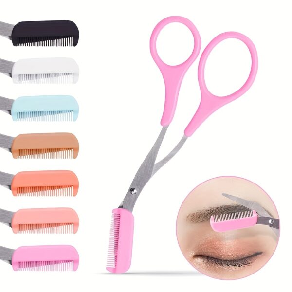 Eyebrow Trimmer Scissor With Comb Lady Woman Men Hair Removal Grooming Shaping Stainless Steel Eyebrow Remover Makeup Tool - Image 2