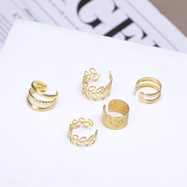 5pcs Set Hip Hop Y2K Style Leaf Cutout Ear Cuffs, Zinc Alloy, Outdoor-Flags Theme, Multicolor Options - Image 9