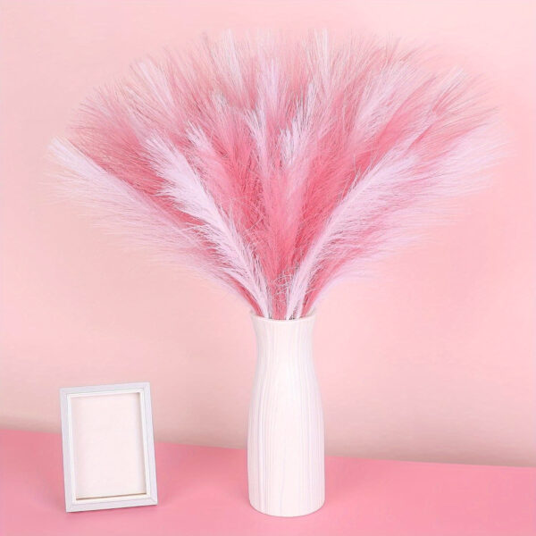 21pcs Boho Chic Artificial Pampas Grass - Soft Pink & White Faux Reed Feathers for Vase Arrangements, Perfect for Home, Wedding, and Farmhouse Decor, 55.88cm Tall Adjustable Stems, Flower Decor - Image 20
