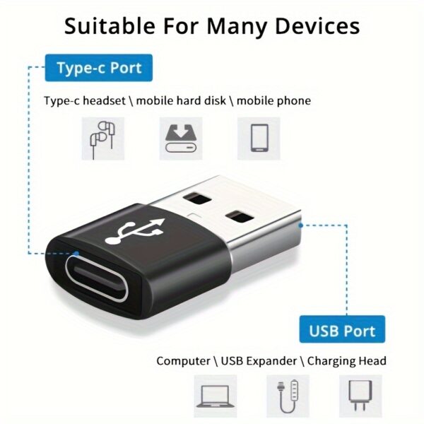 USB C Female To USB A Male Adapter, Type C To USB A Charger Cable Converter For IWatch 7 AirPods, MacBook, iPhone 11 12 13 14 Pro Max, iPad Mini 6, Galaxy S20 S21 S22. - Image 6