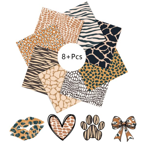 8pcs Leopard Print Heat Transfer Vinyl Sheets, 30.48cm x 24.89cm, Easy Cut & Weed for DIY T-Shirts, Tote Bags, Hats, Pants - Multicolor Crafting Supplies - Image 2