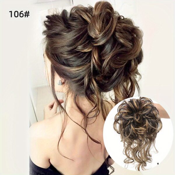 Add Volume and Style with Synthetic Messy Curly Hair Bun Chignon Scrunchy Hair Band! Hair Accessories Halloween Christmas - Image 24