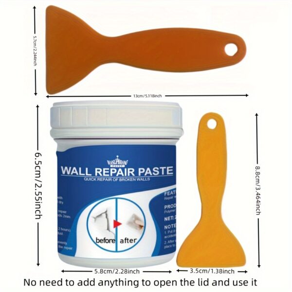 [Long-Lasting Hole Repair Putty] HOLE REPAIR PUTTY - Prevents cracks, durable and long-lasting - Easily repairs holes, cracks, dents and other plasterboard damage - Mild ingredients - Suitable for use on walls - Wall Putty - White, Odorless, Plasterboard - Image 9