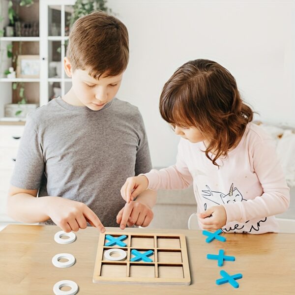Wooden XO Well Shaped Chess For Children's Puzzle, Nine Palace Grid Chess, Parent-child Interaction, Building Blocks, Leisure Battles, Development Game Toys Halloween, Christmas Gift - Image 9