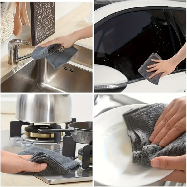 5/10/20/50/100pcs Kitchen Towel, Ultra-fine Fiber Light Gray Cleaning Cloth Set, Absorbent, Soft And Stain-removing Cloth, for Cleaning Glass, Cooking Bench, Pot, Bowl, Water Tap, Lampblack Machine - Image 9