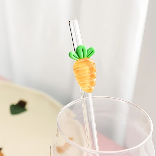 1pc/5pcs Fruit-Themed Glass Straws - Reusable Colorful Bendy Straws with Strawberry, Pineapple, Carrot & Grape Designs for Summer Iced Drinks, Birthday Parties, Gifts for Mom, Dad, Youngsters, Boyfriend & Girlfriend, Food Safe & High-Quality, Gift for Couples | Fruitthemed Designs | Bendy Glass Straws - Image 11