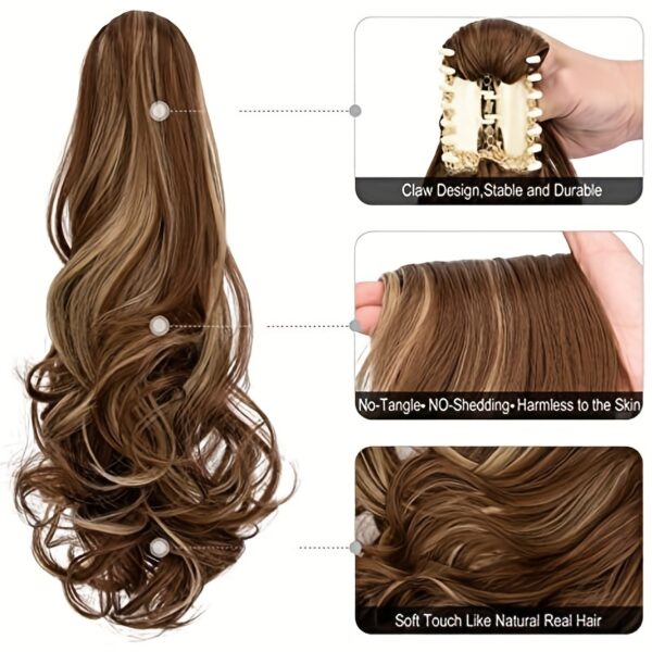 Long Wavy Ponytail Extensions - 55.88 cm Claw Clip In Synthetic Hair Piece For Women - Add Volume And Style To Your Hair Halloween Christmas - Image 2