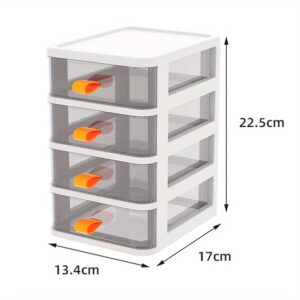Storage Box Mini Storage Bins Clear Drawer Jewelry Organizer for Drawer 4 Drawer Storage Office Storage Cabinet Stacking Drawers Drawer Organizer for Makeup White, 1pc