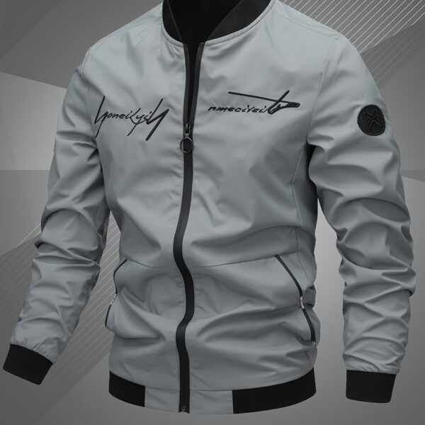 Men'S Letter Embroidered Casual Bomber Jacket - Image 18