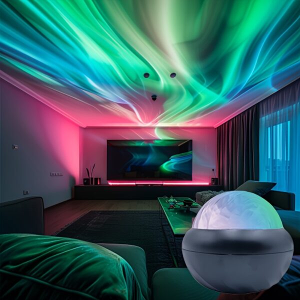 1pc USB-Powered LED Rainbow Light Projector - 360° Rotating Colorful Ambiance Lamp, Resin Material, Non-Rechargeable Button Battery, Ideal for Bedroom & Living Room Decoration, Unique Gift Idea - Image 4