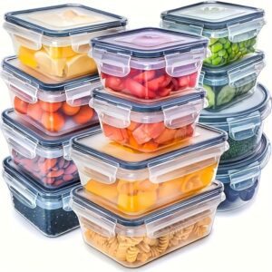 [Airtight Food Containers] 24pcs Airtight Food Storage Container Set | Easy Snap Lids, 12 Boxes and 12 Lids - For Picnics, Parties, Camping, Office and School Use, Keep Food Fresh and Organized, Perfect Gift for the Holidays
