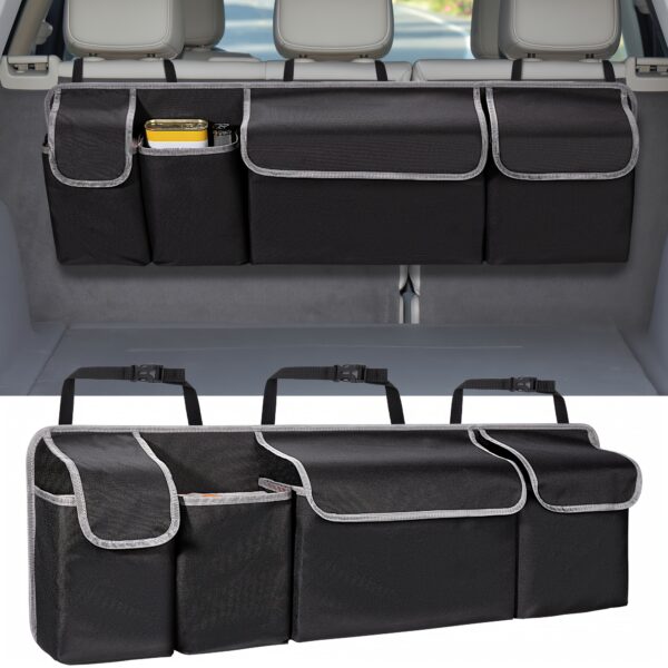 Universal Fit Car Seat Back Organizer, Large Capacity 600D Oxford Fabric with Multiple Pockets, Polyester Fiber Material, Vehicle Storage Solution - Image 8
